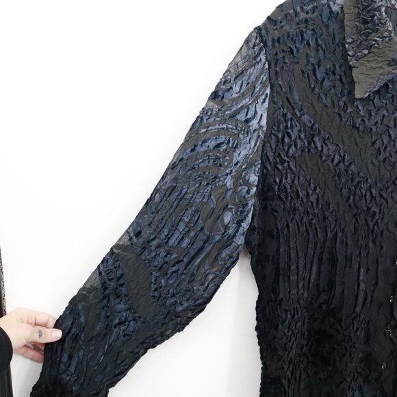 Komarov Textured Shirt Womens L Black Whimsigoth Fairy Grunge Dark Feminine Edgy - Picture 7 of 16